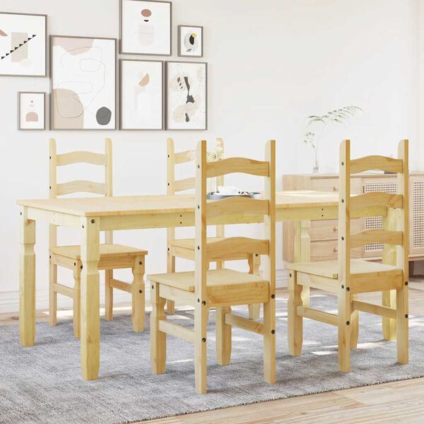 vidaXL Dining Set Honey Solid Pine Wood Standard Durable Dining Set