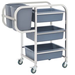 vidaXL Kitchen Cart with Plastic Containers 32.3x17.1x36.6"