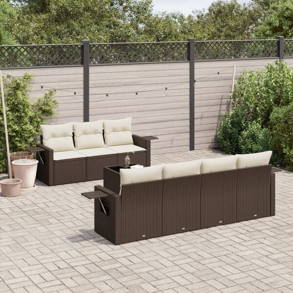 vidaXL Garden Sofa Set Brown and Cream