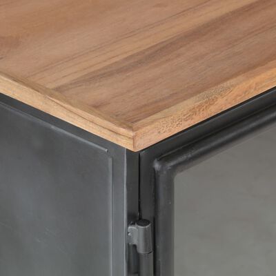 vidaXL Sideboard Gray 23.6"x13.8"x27.6" Solid Acacia Wood and Steel