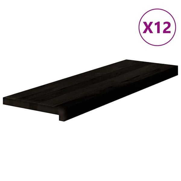 vidaXL Stair Tread Set of 12 Dark Brown Solid Oak Wood 31.5x11.8x0.8 in
