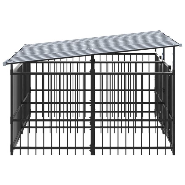 vidaXL Dog Kennel Black Powder-coated steel 40.3 sq ft floor area