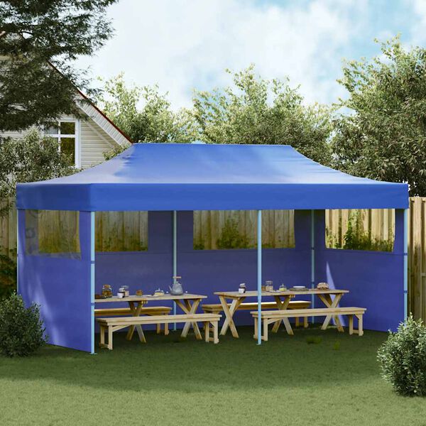 vidaXL Gazebo Blue Polyester, Steel 10 x 20 ft Collapsible Gazebo