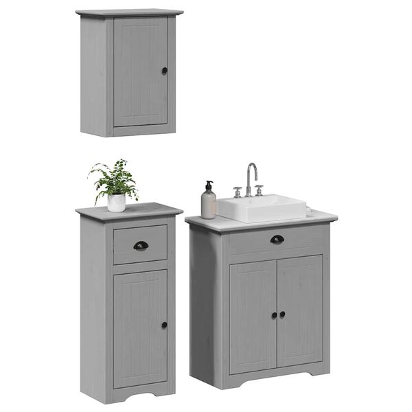 vidaXL Bathroom Furniture Set Grey Solid pinewood and engineered wood