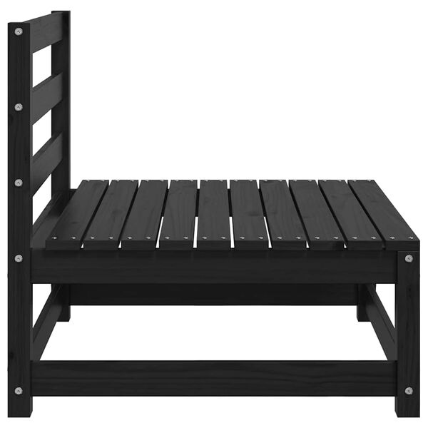 vidaXL Wooden Middle Sofa Black Solid pine wood, fabric (100% polyester)