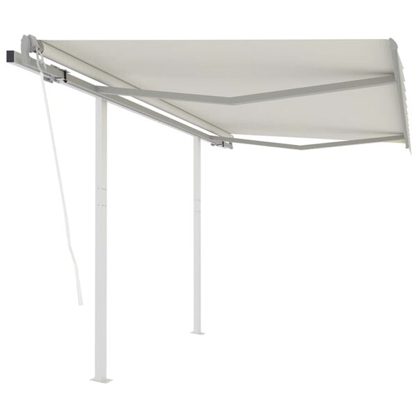 vidaXL Retractable Awning Cream Aluminum, Iron, Polyester Large