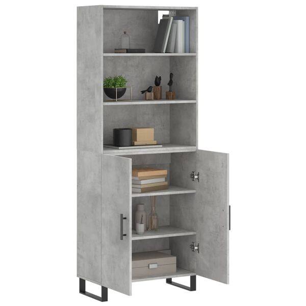 vidaXL Highboard Concrete grey Engineered wood, metal 27.4x13.4x70.9 in