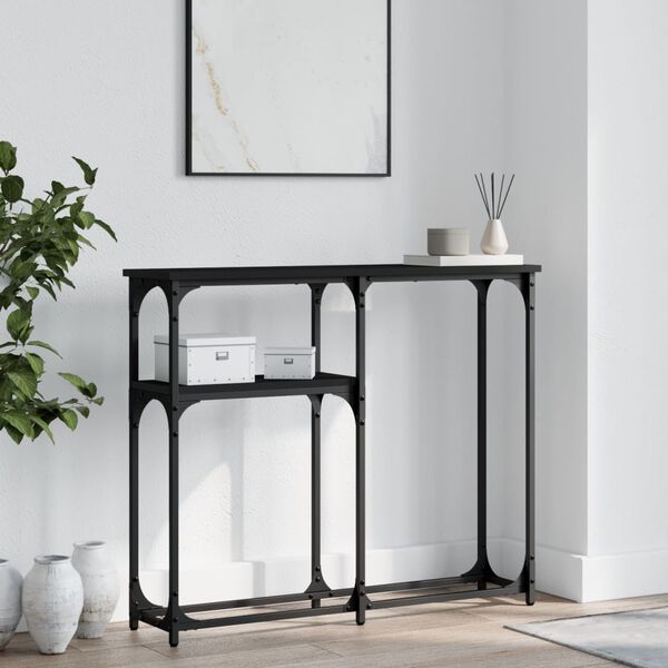 vidaXL Console Table Black Engineered Wood, Metal Compact