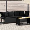 vidaXL Patio Sofa with Cushions Black Poly Rattan