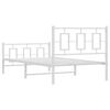vidaXL Bed Frame White Powder-Coated Steel Single Bed Frame