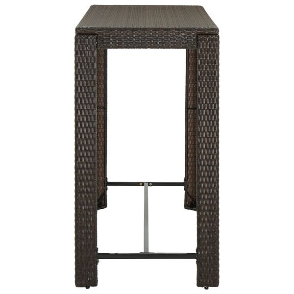 vidaXL Bar Table Brown PE rattan, powder-coated steel
