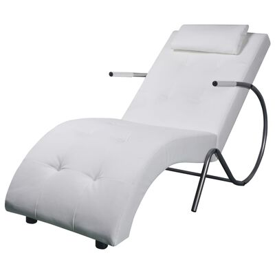Vidaxl Chaise Longue With Pillow White, White Faux Leather Chaise Lounge