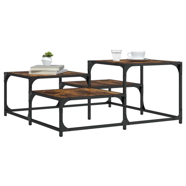 vidaXL Coffee Table Smoked Oak Engineered Wood, Metal