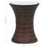 vidaXL Garden Side Table Brown Poly rattan, tempered glass Small