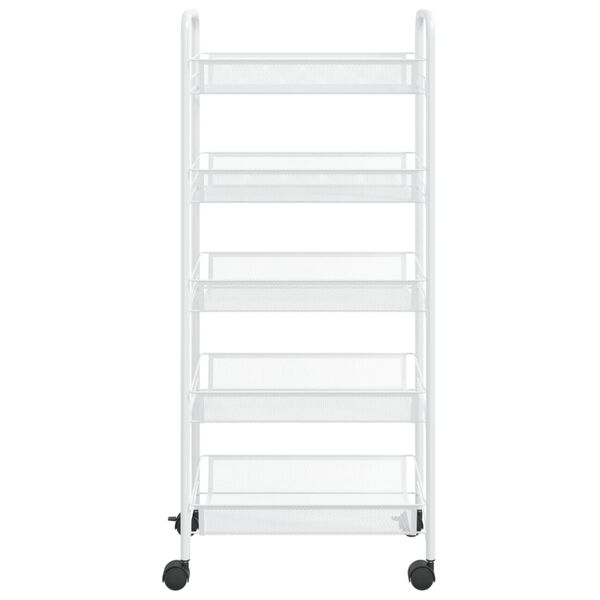 vidaXL 5-Tier Kitchen Trolley White 18.1"x10.2"x41.3" Iron