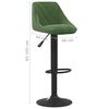 vidaXL Bar Stool Set of 2 Dark Green Velvet (100% polyester), Steel