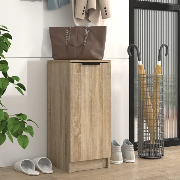 vidaXL Shoe Cabinet Sonoma Oak Engineered Wood 11.8 x 13.8 x 27.6 in
