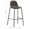vidaXL Bar Chair Set of 4 Dark Grey Polyester fabric, Powder-coated metal
