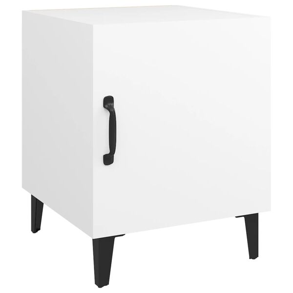 vidaXL Bedside Cabinet White Engineered wood, metal Medium