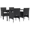 vidaXL Garden Dining Set Black, Cream white
