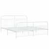 vidaXL Bed Frame White Steel Double Rectangular Metal Bed Frame