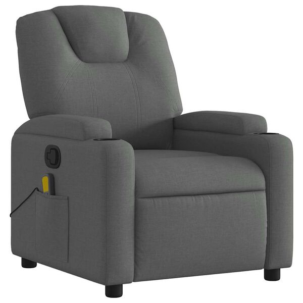 vidaXL Massage Recliner Chair Dark grey 100% polyester, metal, plywood
