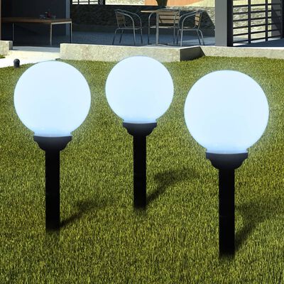 vidaXL Outdoor Path Garden Solar Lamp Solar Ball Light LED 7.9" 3pcs with Ground Spike