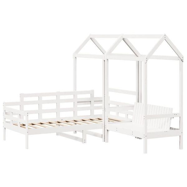 vidaXL Day Bed And Bench Set White Solid Pine Wood, Plywood 31.5 x 78.7 in