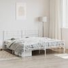 vidaXL Bed Frame White Powder-Coated Steel Full Bed Frame Rectangular