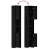 vidaXL Bathroom Cabinet Black Oak Engineered Wood Tall Bathroom Cabinet