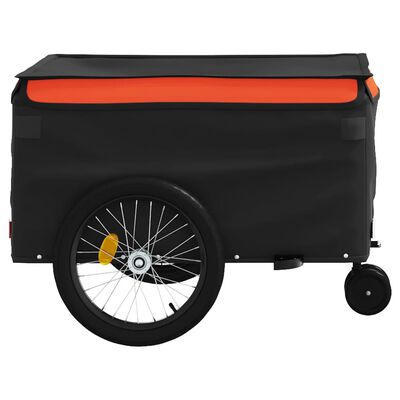 vidaXL Bike Trailer Black and Orange 99.2 lb Iron