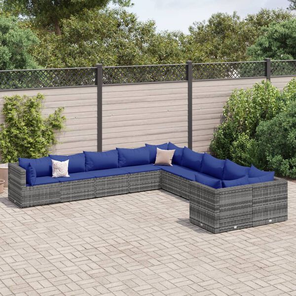 vidaXL Patio Sofa Set Set of 10 Gray