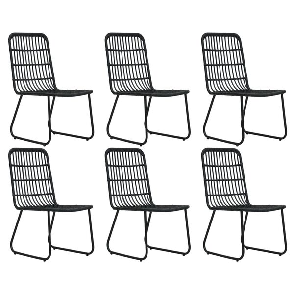 vidaXL Dining Set Black Poly rattan, powder-coated steel, glass Large