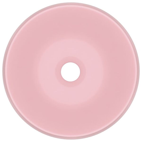 vidaXL Luxury Wash Basin Round Matt Pink 15.7x5.9" Ceramic