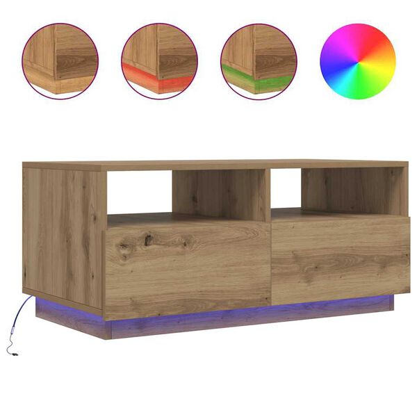 vidaXL Coffee Table Artisan Oak Engineered Wood 35.4 x 19.3 x 15.7 in