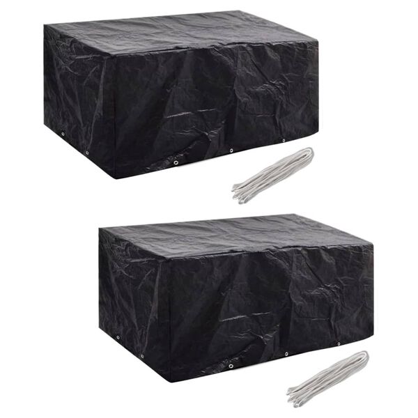 vidaXL Garden Furniture Cover Set of 2 Black Polyethylene