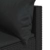vidaXL Patio Corner Sofa Black PE Rattan, Powder-coated Steel, Polyester