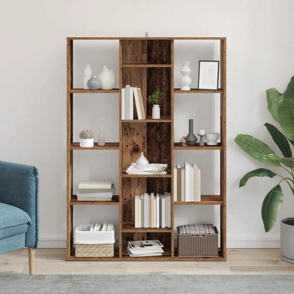 vidaXL Room Divider/Book Cabinet Old Wood 39.4x9.4x55.1" Engineered Wood