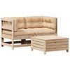 vidaXL 3 Piece Patio Lounge Set with Cushions Solid Wood Pine