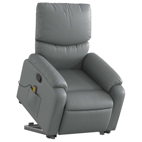 vidaXL Stand Up Massage Recliner Chair Gray Faux leather, metal, plywood