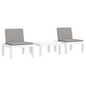 vidaXL Garden Lounge Set White, Grey Polypropylene, Polyester Medium
