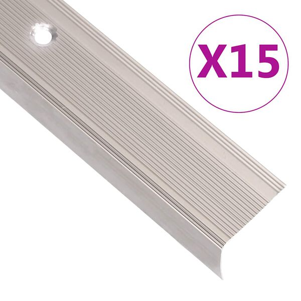 vidaXL Stair Nosings in L-shape 15 pcs Aluminium 39.4 " Champagne