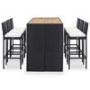 vidaXL Garden Bar Set Black (Rattan), Cream (Cushions)
