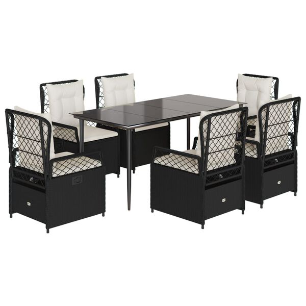 vidaXL Garden Dining Set Black, Cream White