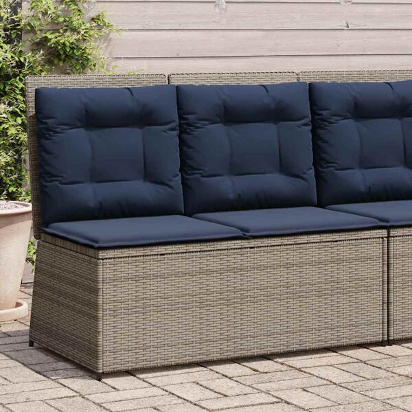 vidaXL Garden Bench with Cushion Gray Poly rattan