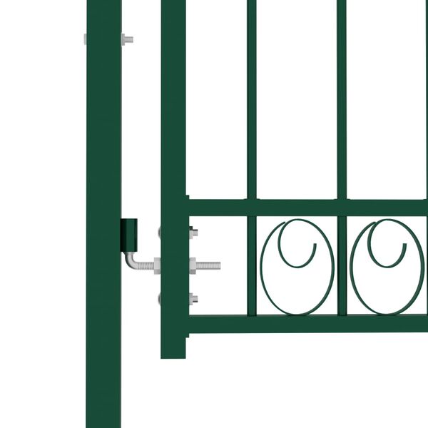 vidaXL Fence Gate with Arched Top Steel 39.4x59.1" Green