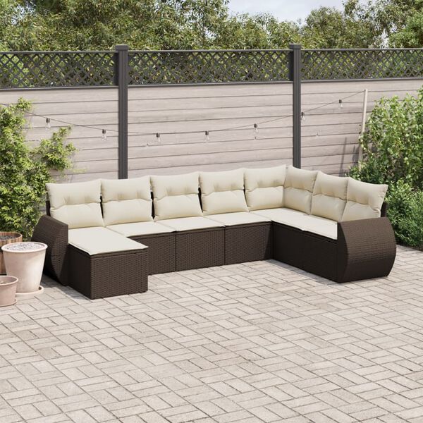 vidaXL Garden Sofa Set Brown and Cream White