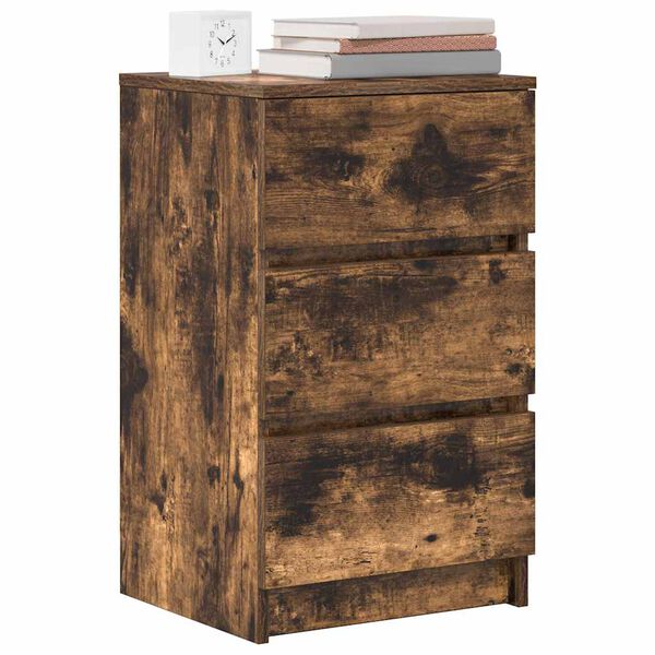 vidaXL Bedside Cabinet Smoked Oak Engineered Wood Small Bedside Cabinet