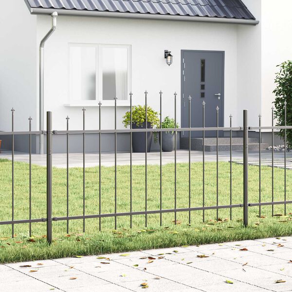 vidaXL Garden Fence 2 pcs Grey 170 x 140 cm Powder-Coated Steel