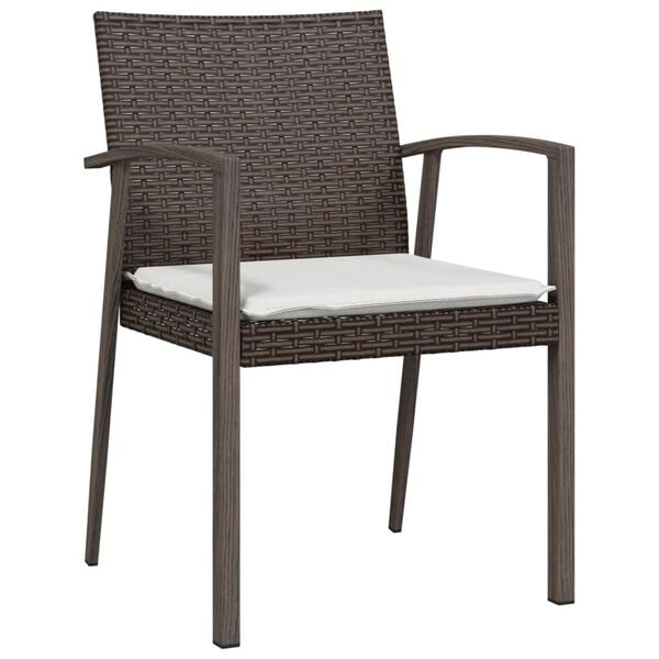 vidaXL Garden Chair Set of 2 Brown PE Rattan, Steel Standard Durable
